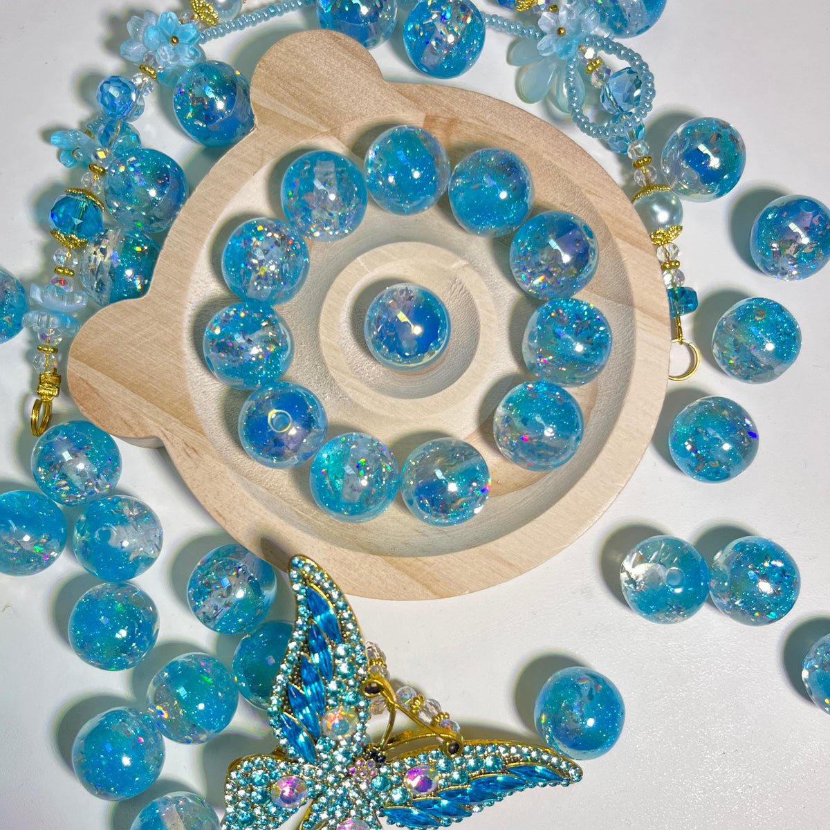 16mm UVレジンビーズ ドイツ環境配慮素材 オーロララメ DIY アクセサリーパーツ