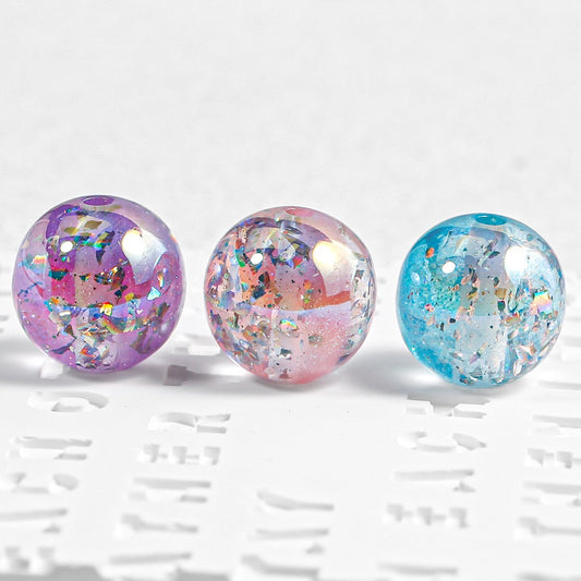 16mm UV 変色 & 蓄光レジンビーズ ドイツ環境配慮素材 オーロララメ DIY アクセサリーパーツ
